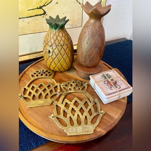 Other - BYG Decorative Pineapple Figurines & Brass Trivets